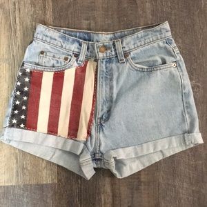 Vintage Levi American Flag Denim Shorts